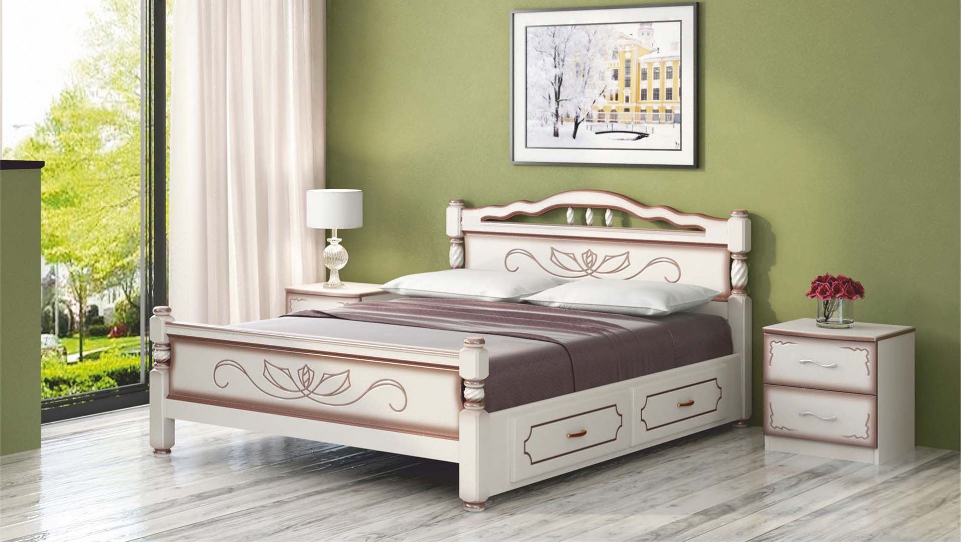 Кровать Карина-5 900 с ящиками Браво Мебель
