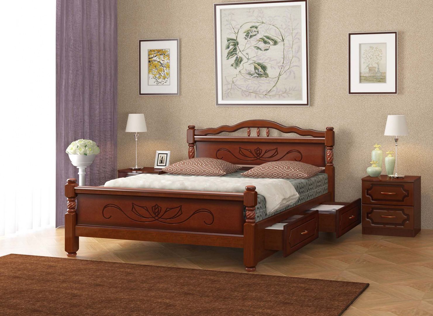 Кровать Карина-5 1600 с ящиками Браво Мебель